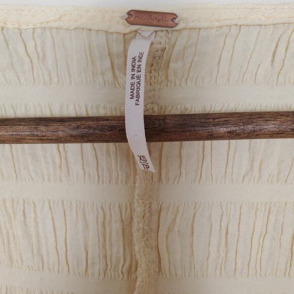 Upcycled Free People Cream Striped Textured Oversized Buttondown Shirt Womens XS - Picture 6 of 6